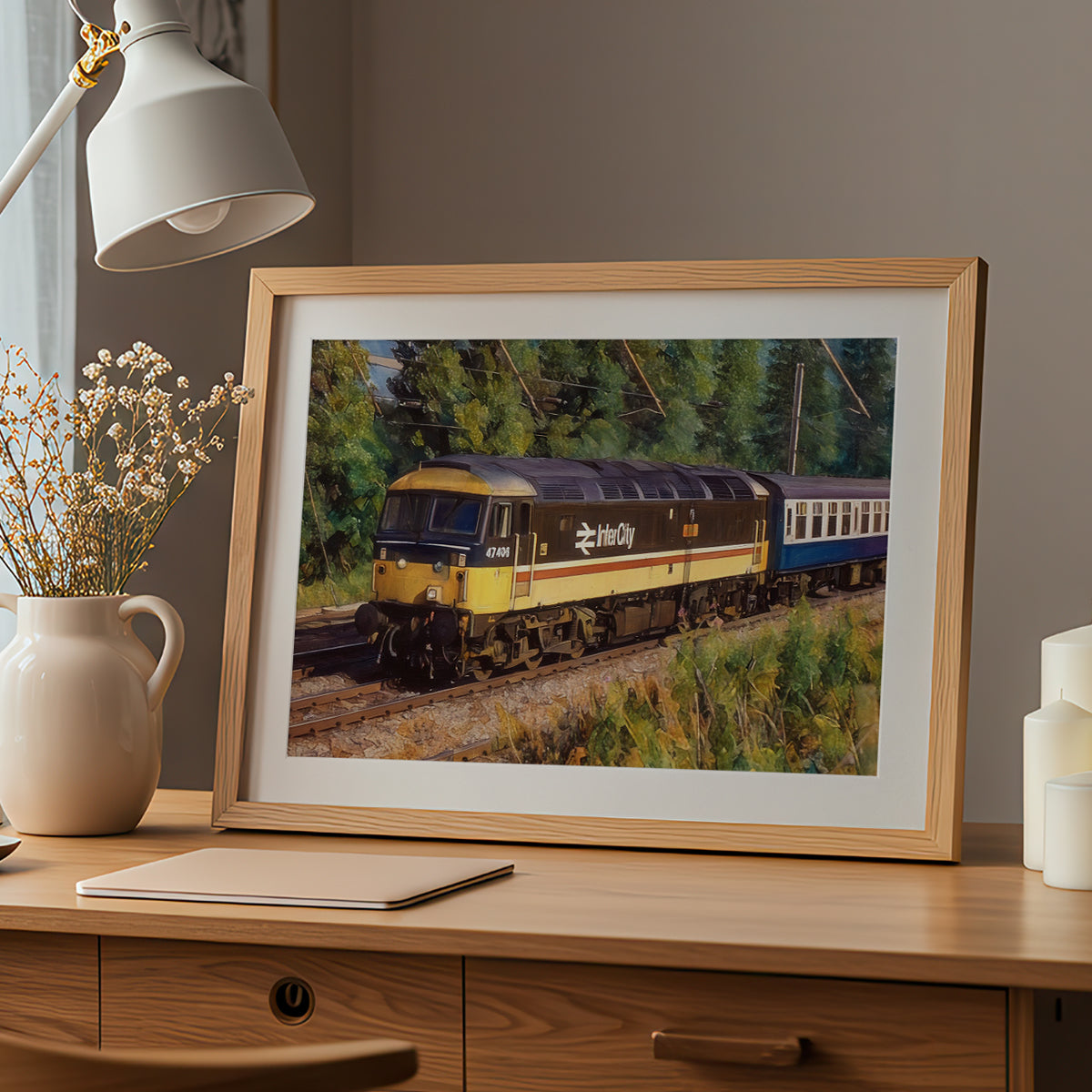 Class 47 Inter City Railways Trains Artwork Poster Print Wall Art